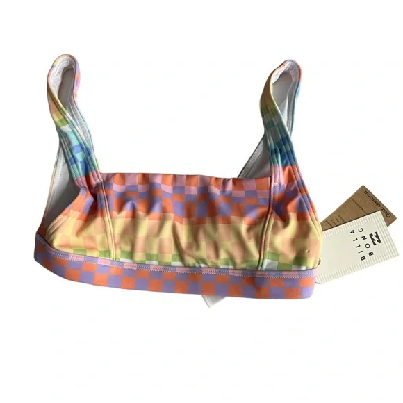 Billabong 12 girls Paradise Pastel check print bikini top